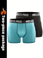 2pcs Men's Compression Shorts With Pocket Quick Dry High Stretch Base Layer
