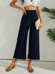 Wide Leg Lace Up Waist Pants