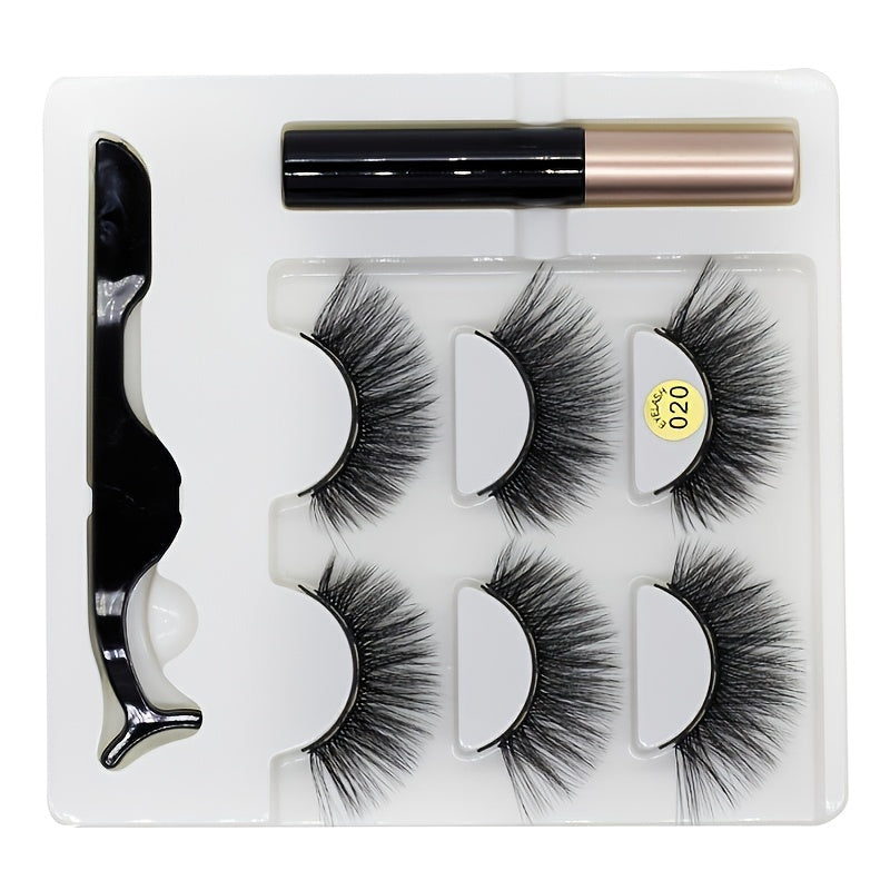 3 Pairs Magnetic Eyelash Set Long Natural Fluffy Curly Eyelashes