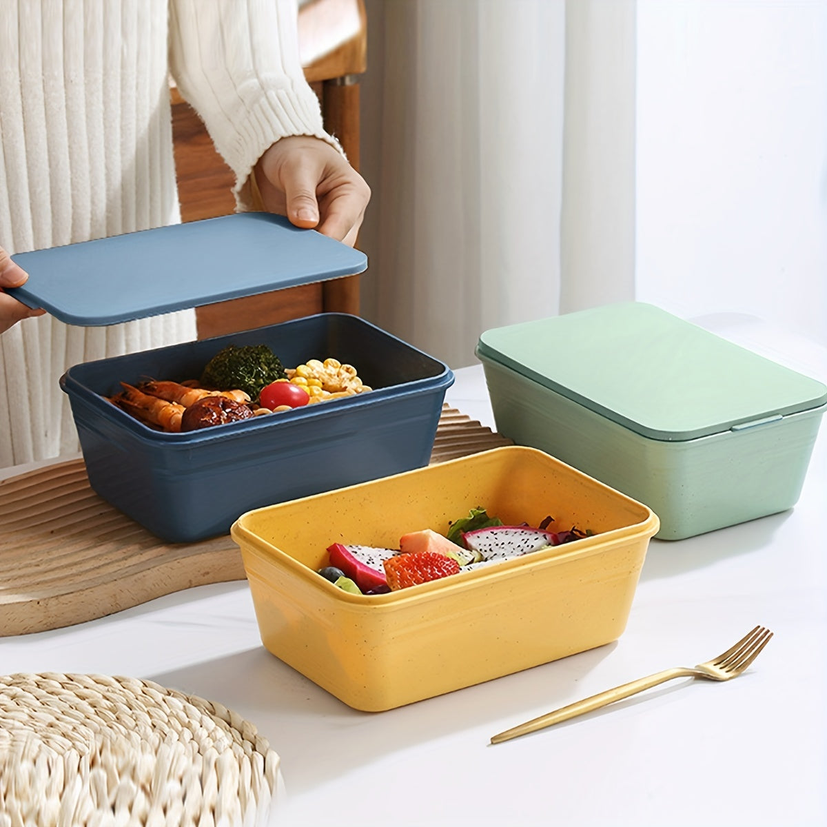 Large Capacity Reusable Square Food Storage Container Deep Sealed Box