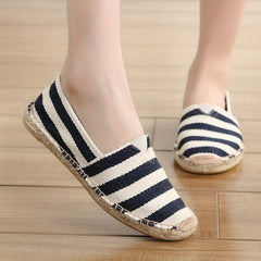 Striped Pattern Espadrille Flat Shoes Women's Footwear