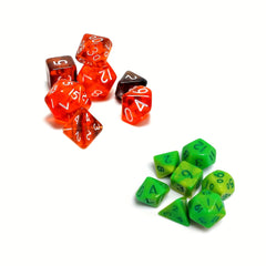 Mini Dice Set Light Green and Transparent Red Polyhedral Dice Set
