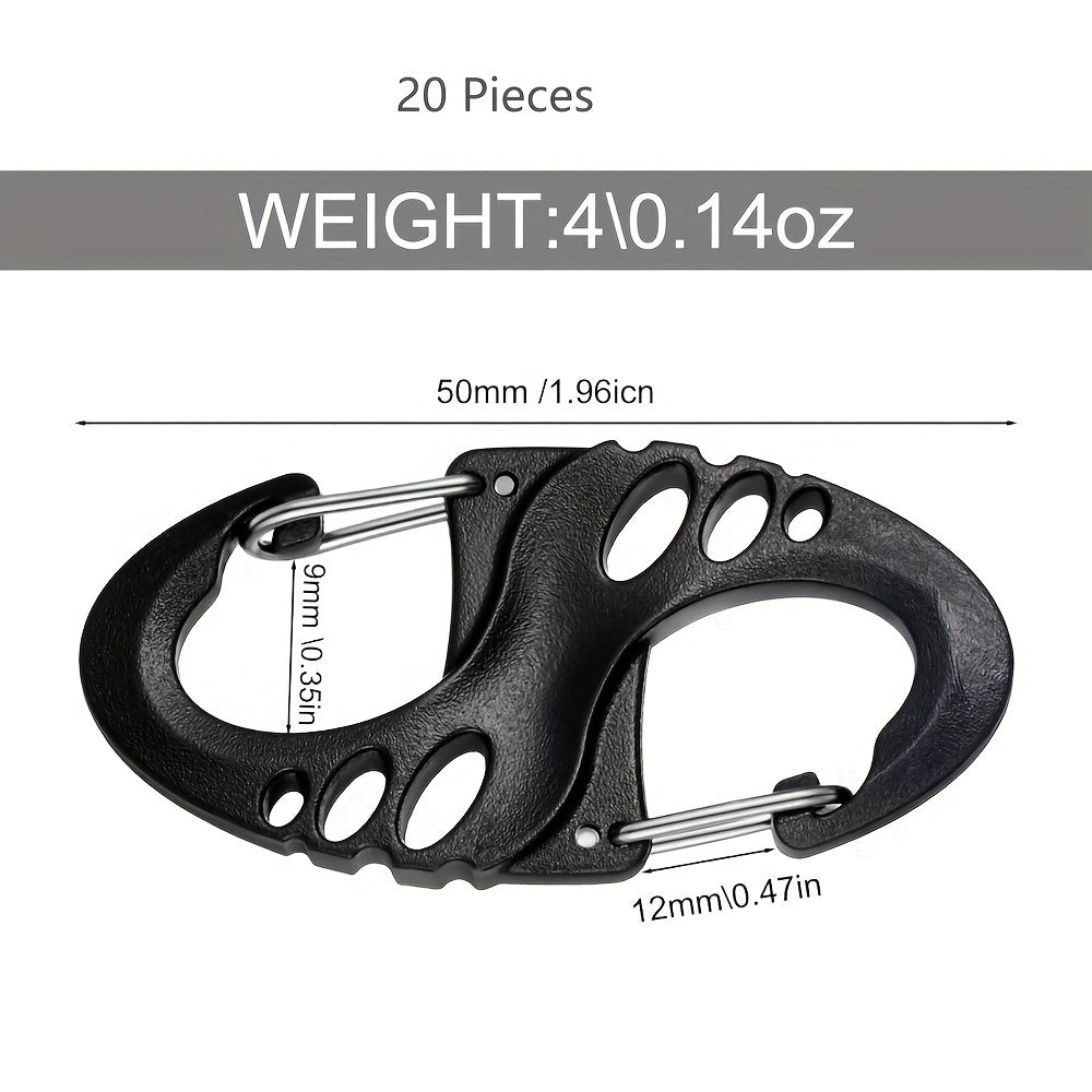 20pcs Small Plastic Keychains Clip Double S Biner Clips Mini Snap Hooks