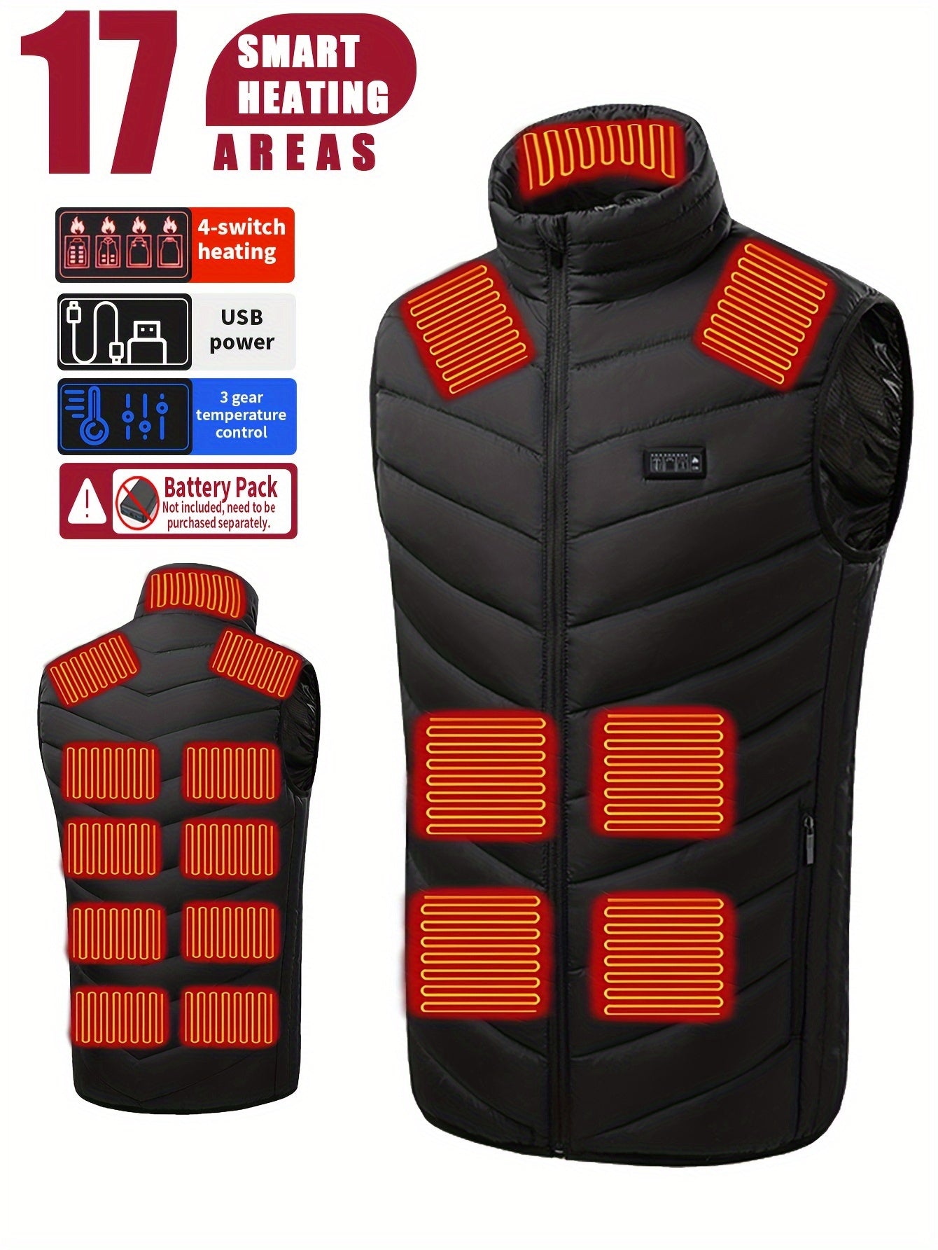 Men's Heated Vest for Outdoor Activities and Hiking