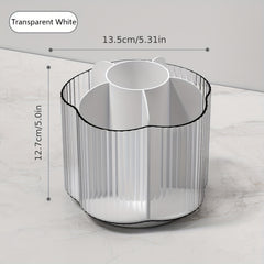 360 Rotating Pen Pencil Holder Desk Organizer 6 Slots Clear Pen Cup Home Office