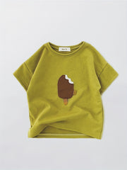 Baby Boys Ice Cream Patch Short Sleeve T-shirt for Summer