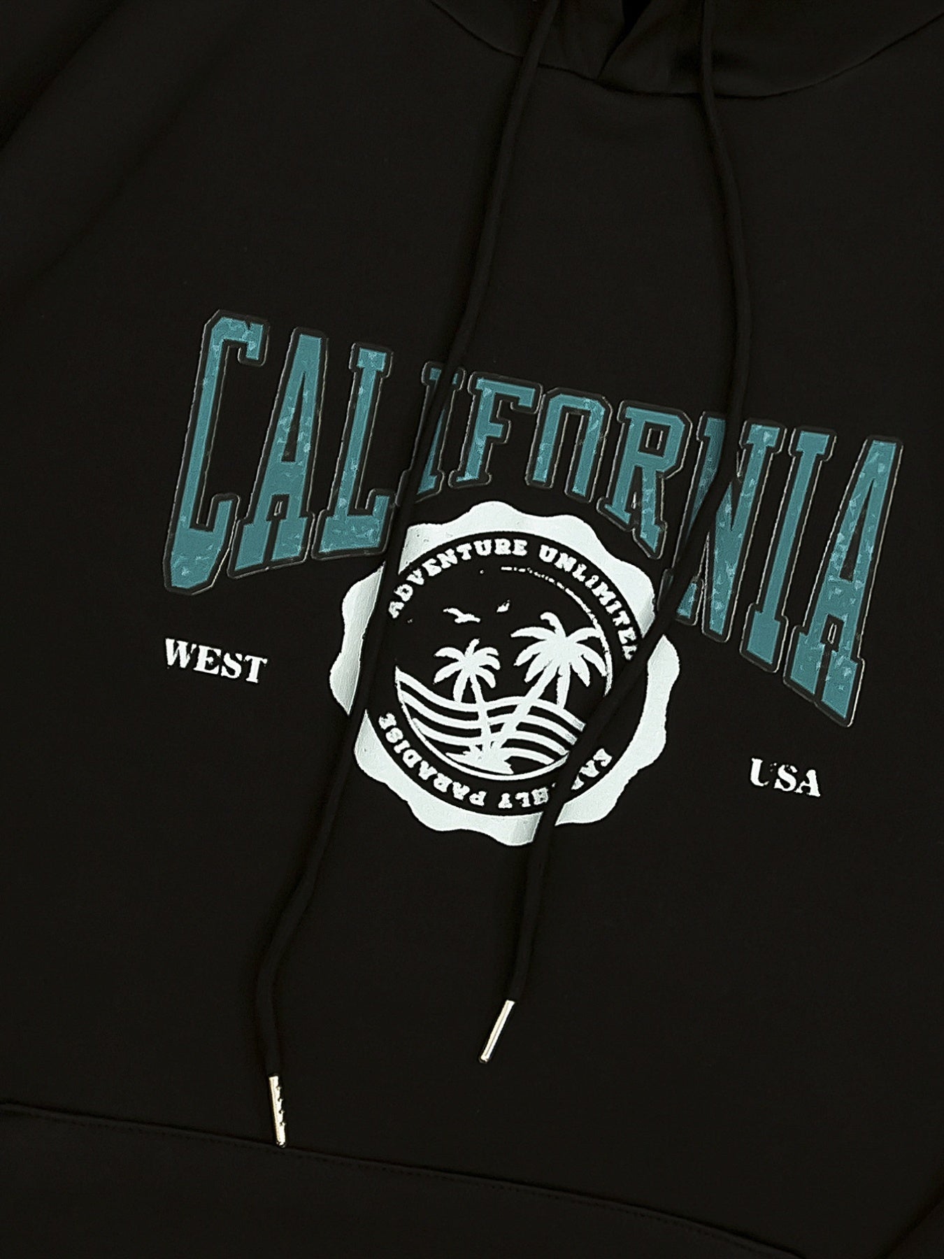 Coconut Tree Print Hooded Sweatshirt for Women