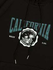 Coconut Tree Print Hooded Sweatshirt for Women