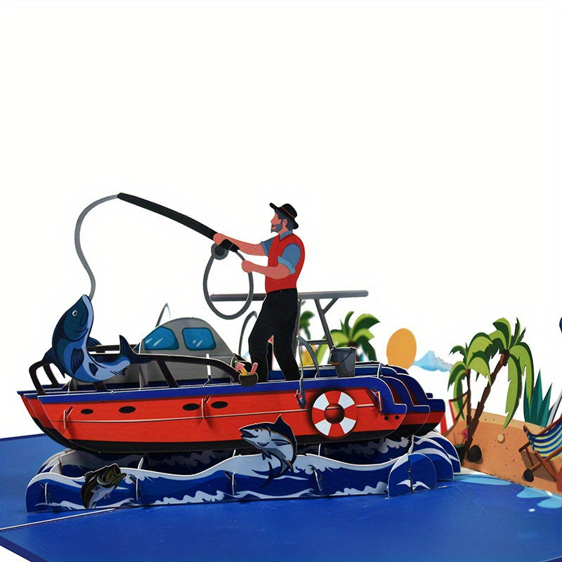3D Pop Up Card Fishing Greeting Card Thank You Father's Valentines Birthday