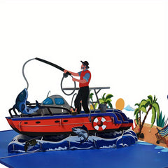 3D Pop Up Card Fishing Greeting Card Thank You Father's Valentines Birthday