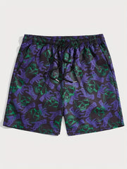 Men's Skull Graphic Shorts Comfy Streetwear Loose Drawstring Shorts