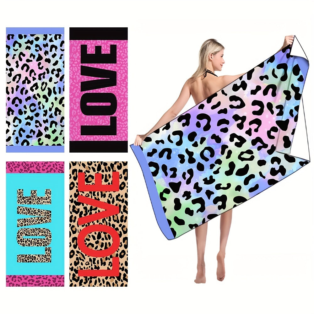 Red Leopard Print Beach Towel Quick Drying Soft Absorbent Beach Towel