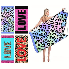 Red Leopard Print Beach Towel Quick Drying Soft Absorbent Beach Towel