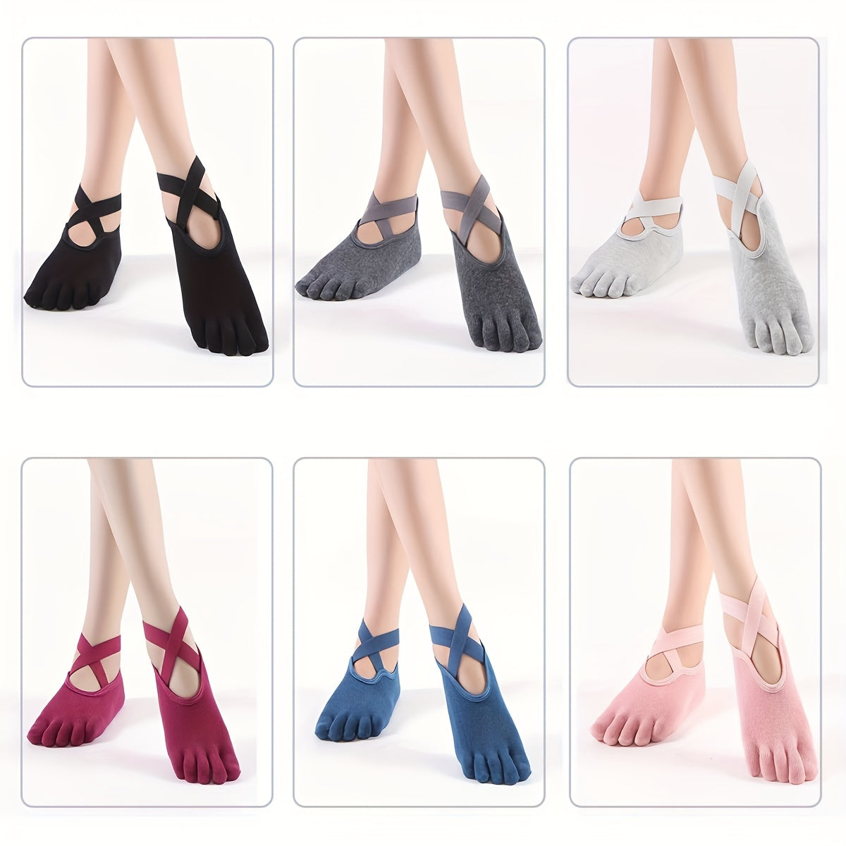 Criss Cross Cut Out Toe Socks Pilates Sports Socks Women's Stockings