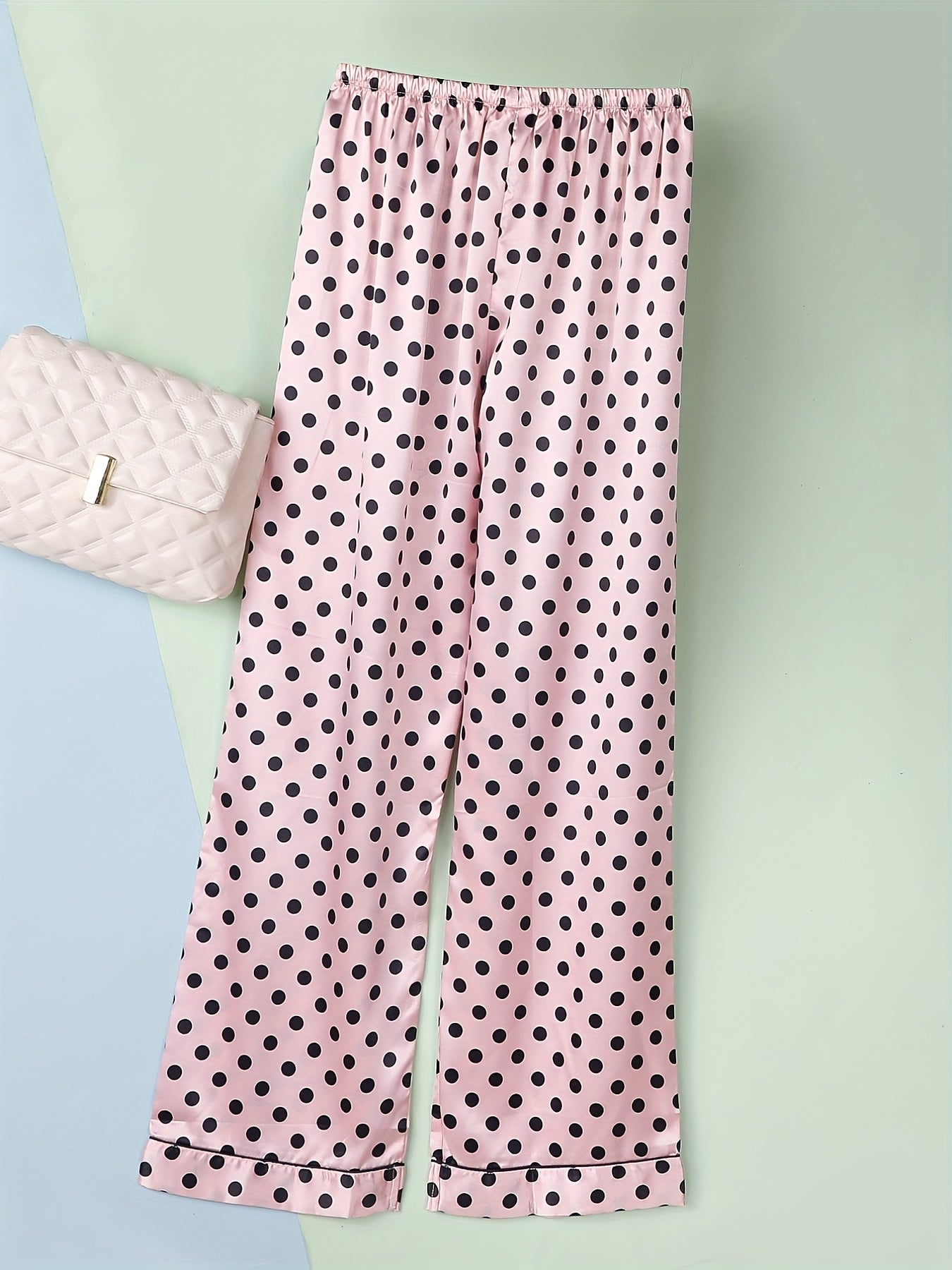 Polka Dot Print Pajamas Pants Elastic Waistband Women's Sleepwear