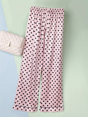 Polka Dot Print Pajamas Pants Elastic Waistband Women's Sleepwear