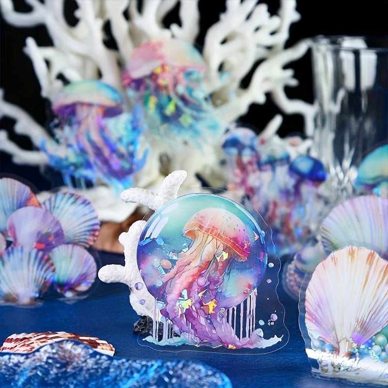 10pcs PET Transparent Ocean Jellyfish Shell Stickers