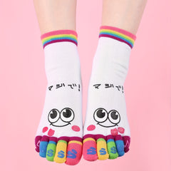 Cartoon Print Toe Socks Colorful Women's Sports Socks