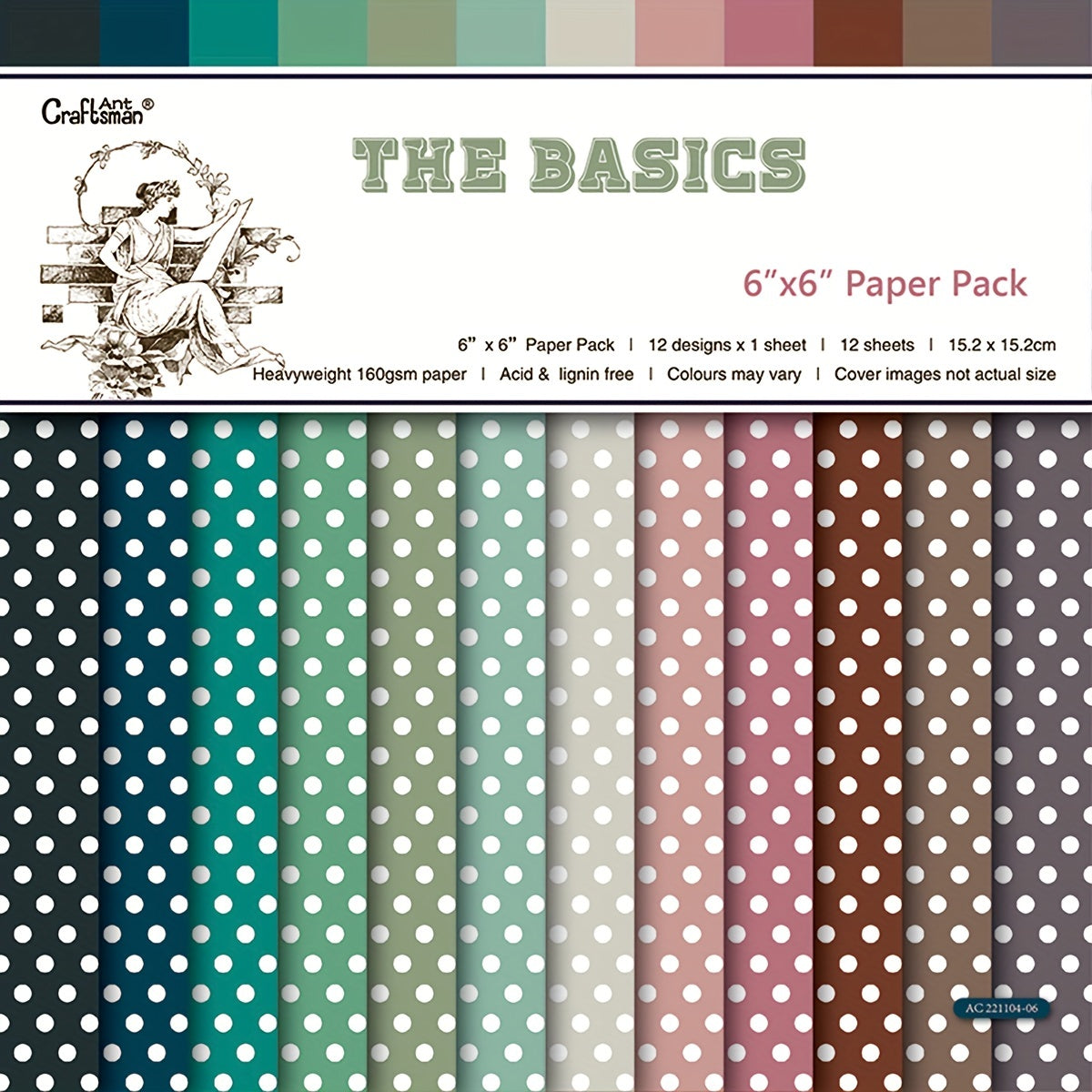 12pcs Retro Polka Dot Circus DIY Scrapbook Paper 15x24cm Non Adhesive