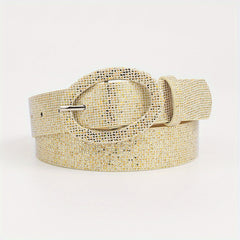 Sequin Sparkling Women Dress Belt Oval Pin Buckle Wide Belt