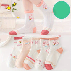 5 Pairs Kids Breathable Short Socks for Summer