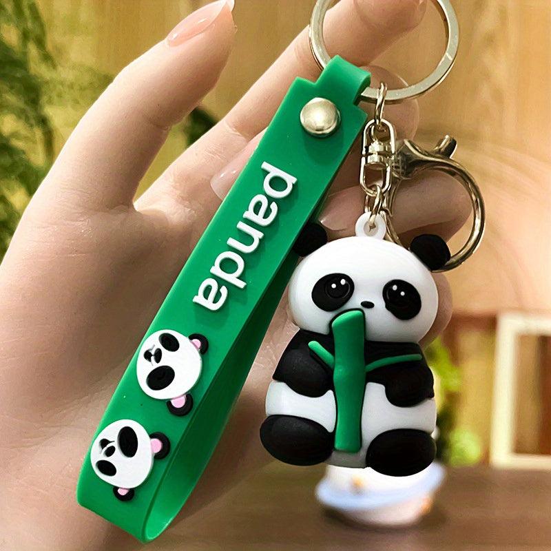 Bamboo Panda Keychain Soft Rubber Pendant for Small Ornaments