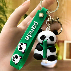 Bamboo Panda Keychain Soft Rubber Pendant for Small Ornaments