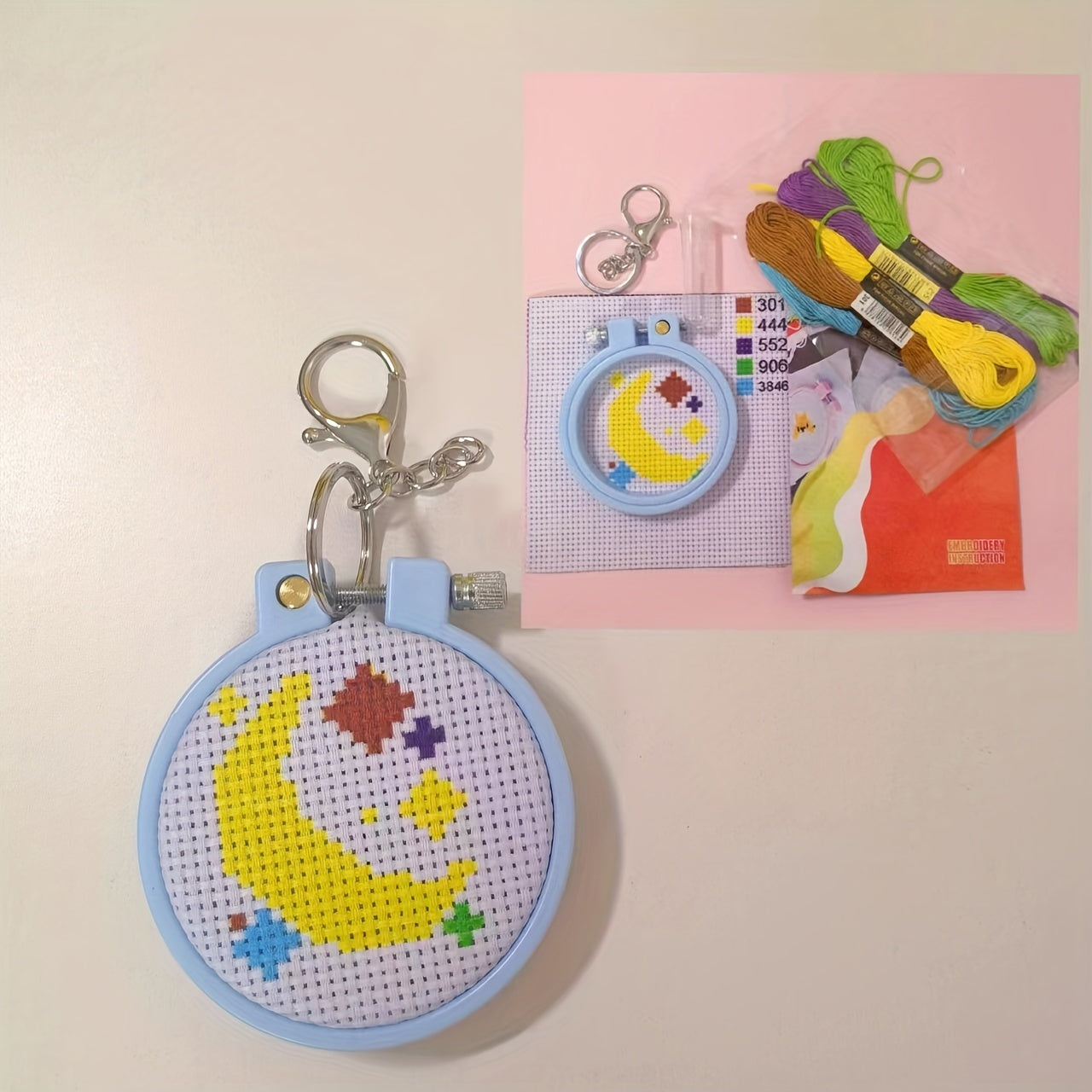 Cartoon Cross Stitch Key Ring Kit for Bag Decoration