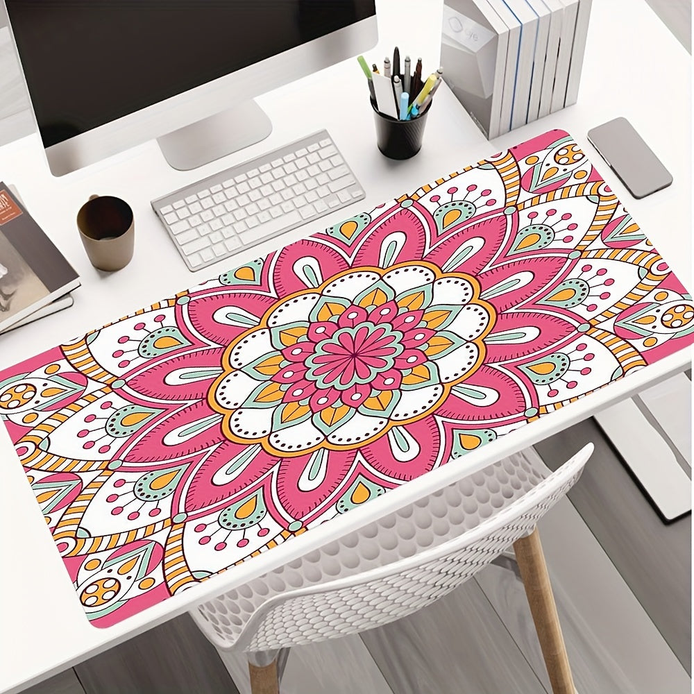 Retro Floral Pattern Mousepad Keyboard Pad Rubber Anti Slip Office Desk Mat
