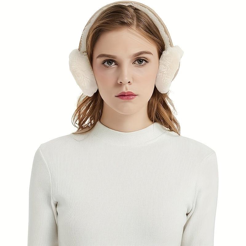 Soft Suede Fleece Ear Muffs Foldable Winter Accessory