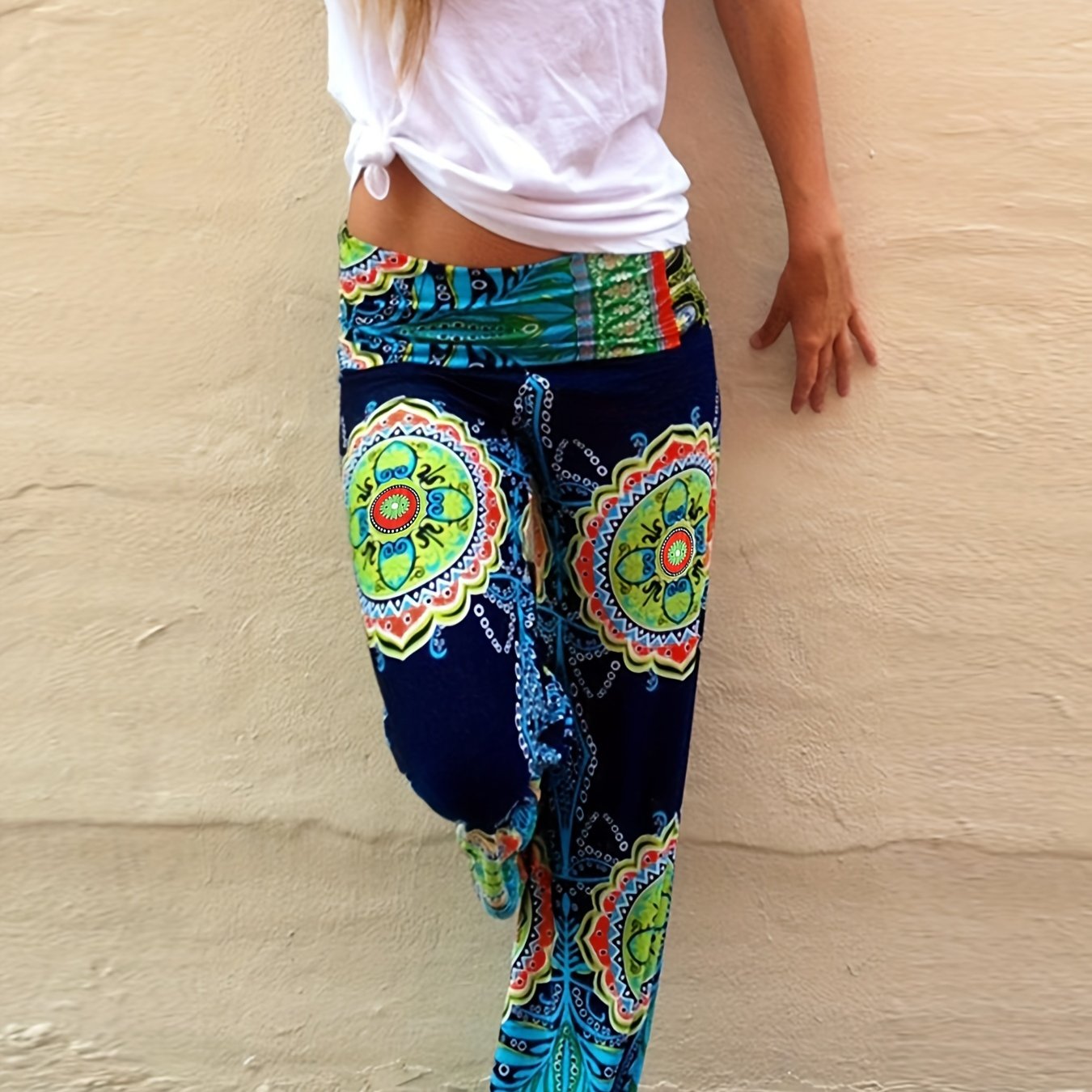 Floral Print Wide Leg Pants Beach Summer Casual Loose Pants