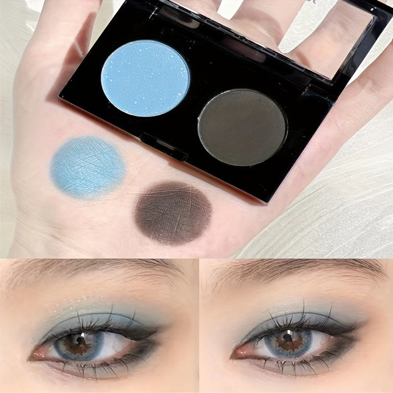 Matte 2-Color Eyeshadow Palette Cement Gray Smokey Cold Tone Punk Gothic Makeup
