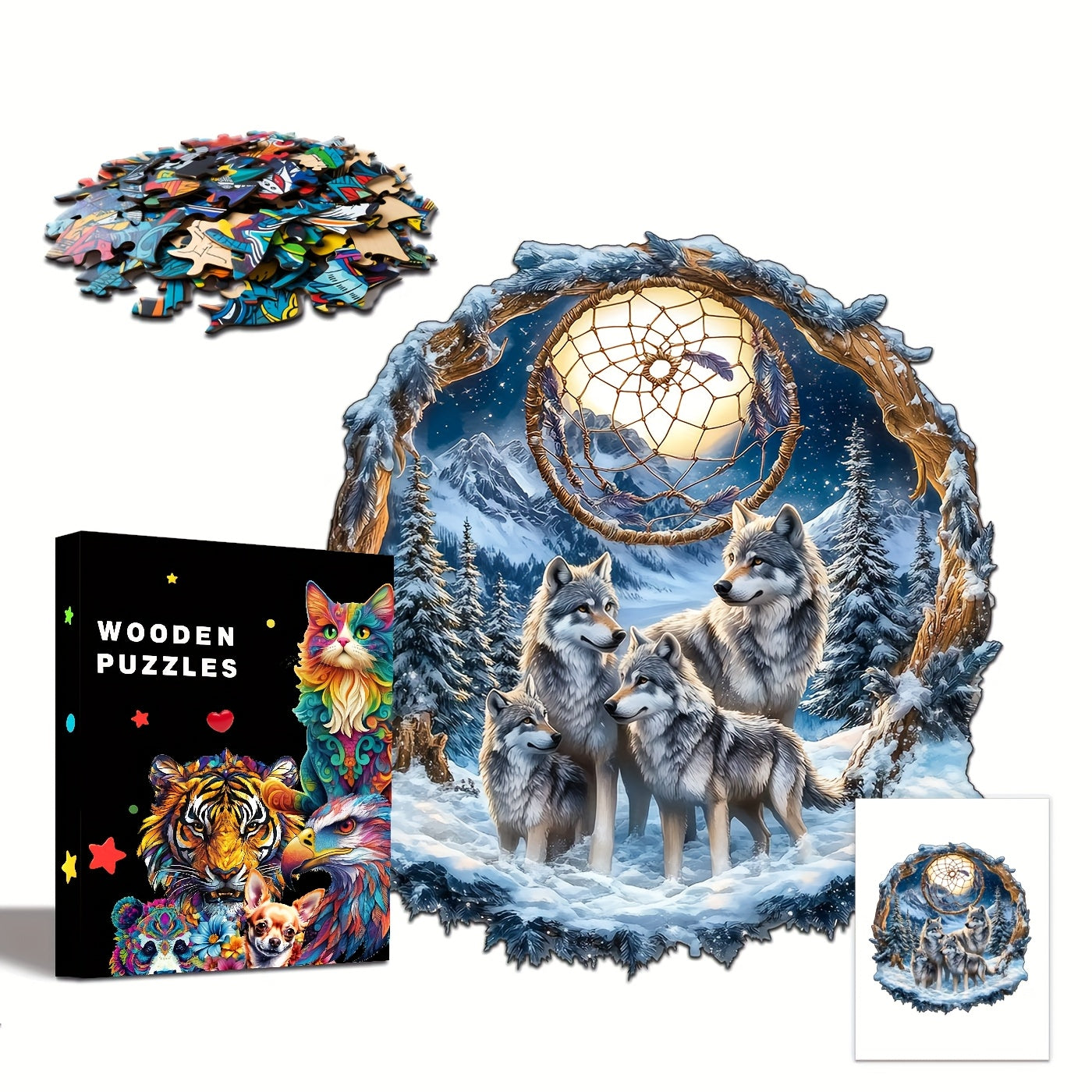 Wooden Wolf Family Puzzle Challenging & Rewarding Jigsaw for Adults