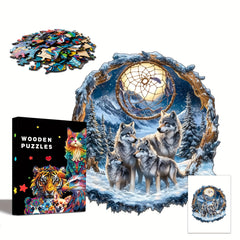 Wooden Wolf Family Puzzle Challenging & Rewarding Jigsaw for Adults