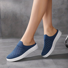 Women's Breathable Knit Mule Sneakers Lightweight Slip On Shoes