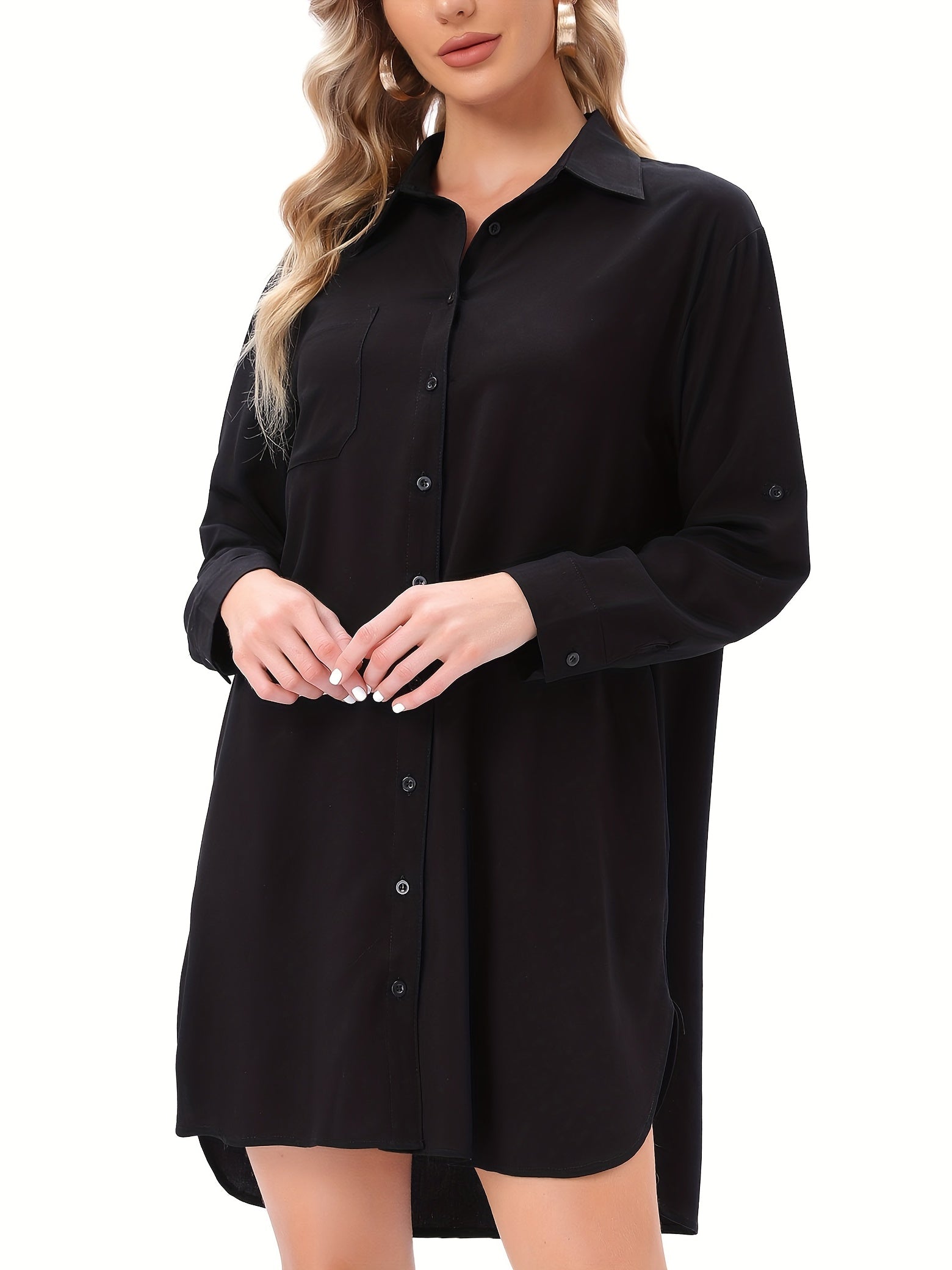 Button Shirt Dress Long Sleeve Casual Dress Spring Summer