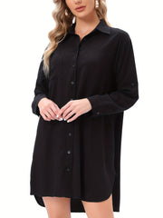 Button Shirt Dress Long Sleeve Casual Dress Spring Summer