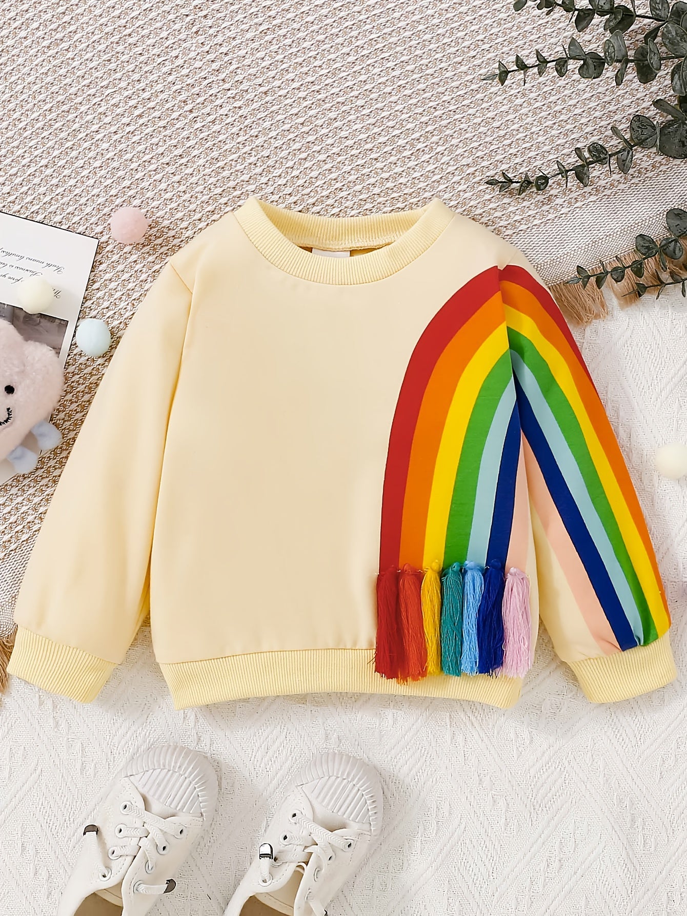 Kids Stylish Rainbow Print Sweatshirt Baby Boys Girls Pullover