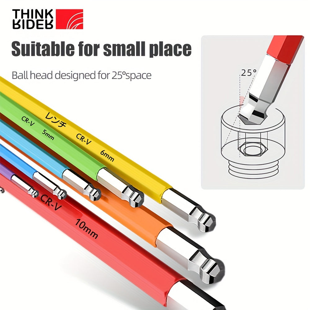 ThinkRider 9 Function Bike Repair Tools L Wrench Set for Inner Hexagon Bolts