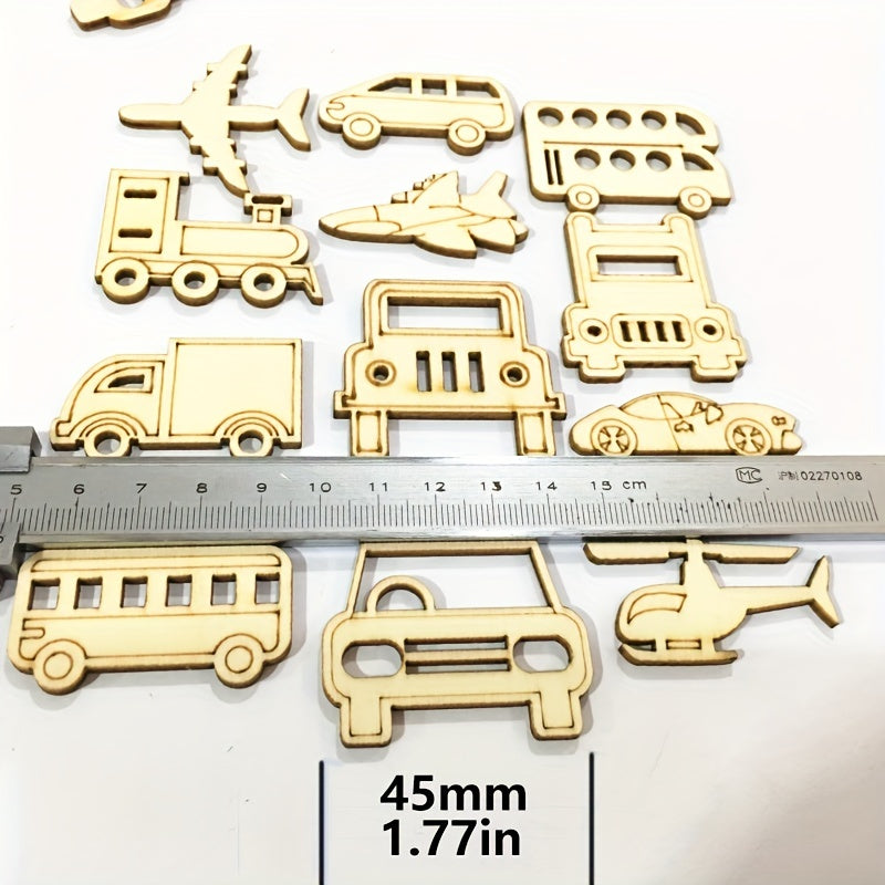 30pcs 45mm Car Aircraft Wood Chips for Scrapbooking Decoration DIY Accessories