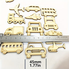 30pcs 45mm Car Aircraft Wood Chips for Scrapbooking Decoration DIY Accessories