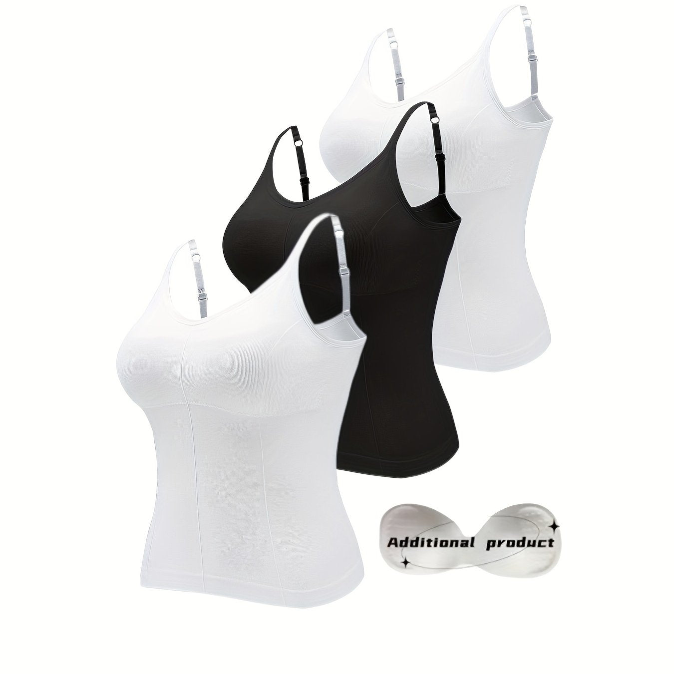 3 Sets Women's Seamless Cami Tops Soft & Comfy Stretch Everyday Top