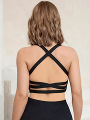 Seamless Wireless Sports Bra Breathable Cross Strappy Tank Bra