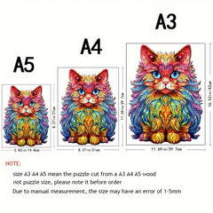 Colorful Cat Puzzle Irregular Animal Shape Wooden Puzzle