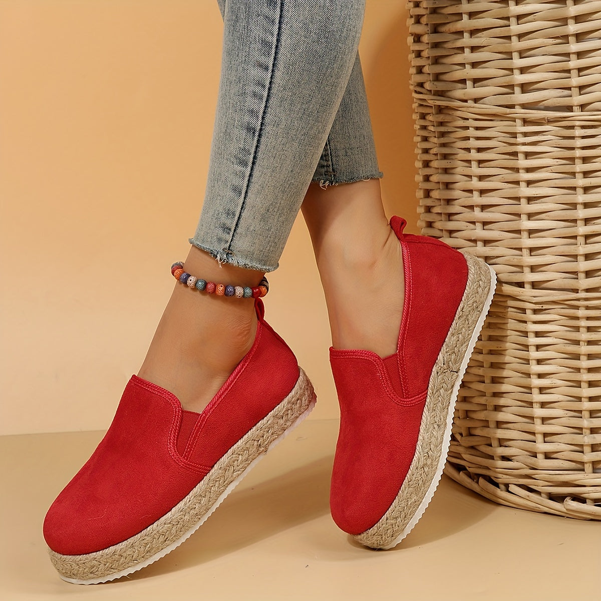 Women's Platform Espadrille Loafers Slip On Shoes