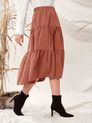 Pleated Tiered Skirt Spring & Summer Casual Women's Clothing