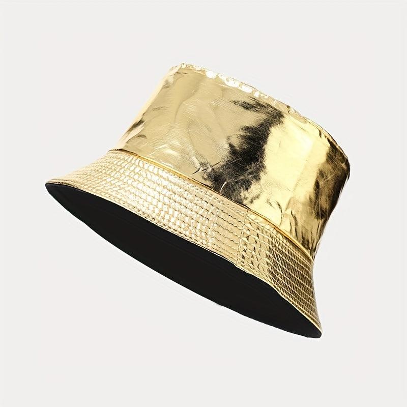 Unisex Candy Bucket Hat Leather Waterproof Fisherman Cap