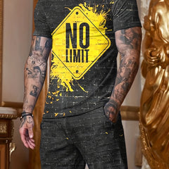 Men's Casual 2Pcs Outfit: Short Sleeve T-shirt & Drawstring Shorts Set