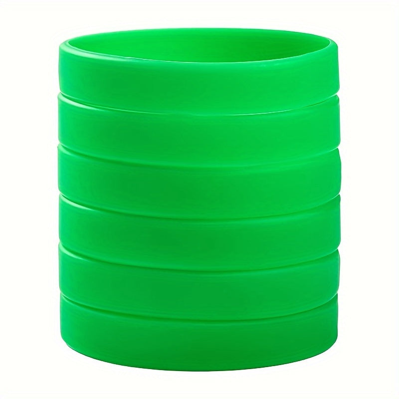 6 Pcs Green Silicone Bracelet Unisex Sports Wristband