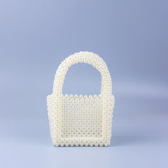 Mini Bead Woven Handbag Plastic Lipstick Clutch Bag Pearl Tote Bag